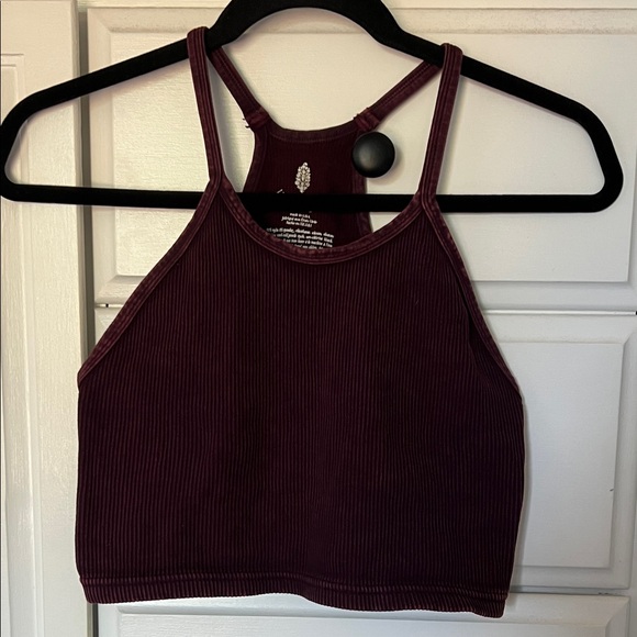 Free People Dark Red Ribbed Tank Top - Picture 1 of 4